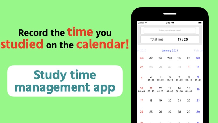 Study time calendar record