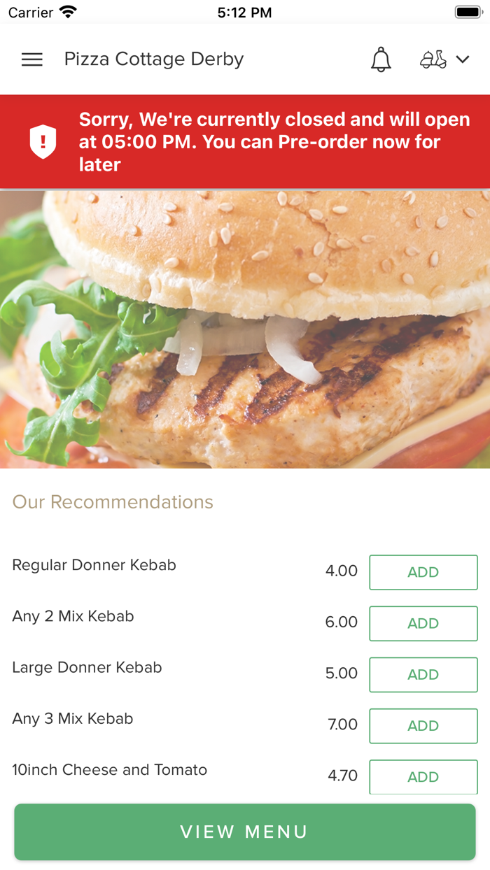 Pizza Cottage Derby.