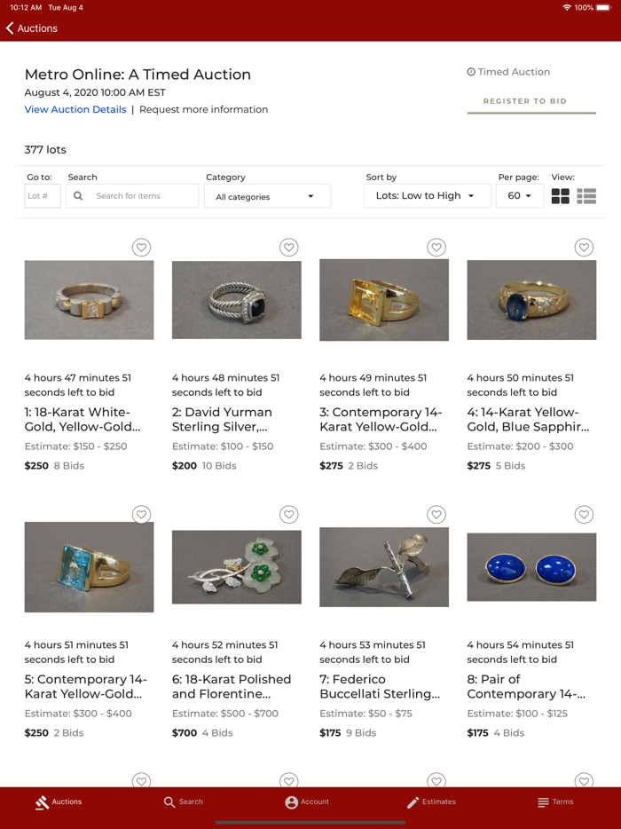 Weschlers Live Bidding