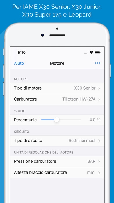 Screenshot of Carburazione per IAME motori3