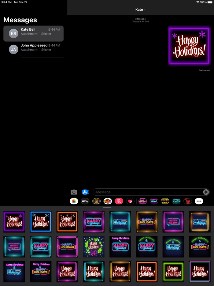 Happy Holidays Neon Stickers