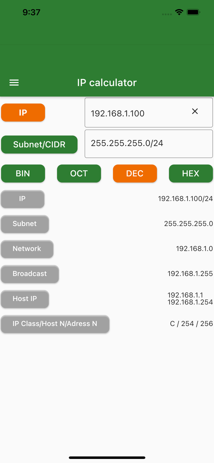 Easy Network calculator