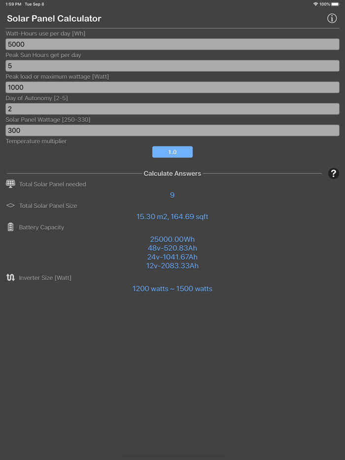 Solar Panel Calculator Plus