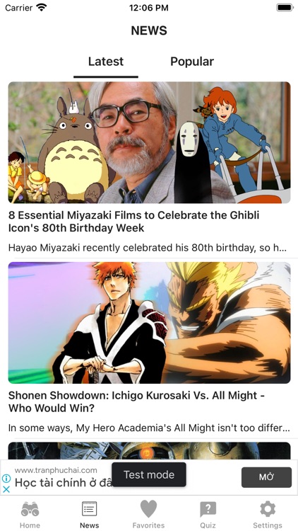 Anime Watched Movies & Quiz