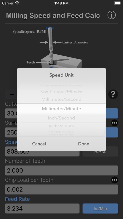 Milling Speed and Feed Calc screenshot-4