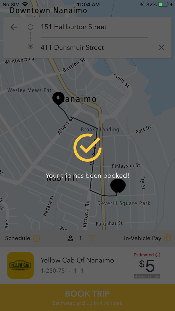 Yellow Cab Nanaimo App