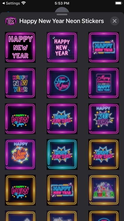 Happy New Year Neon Stickers