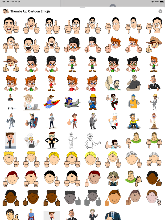 Thumbs Up Cartoon Emojis