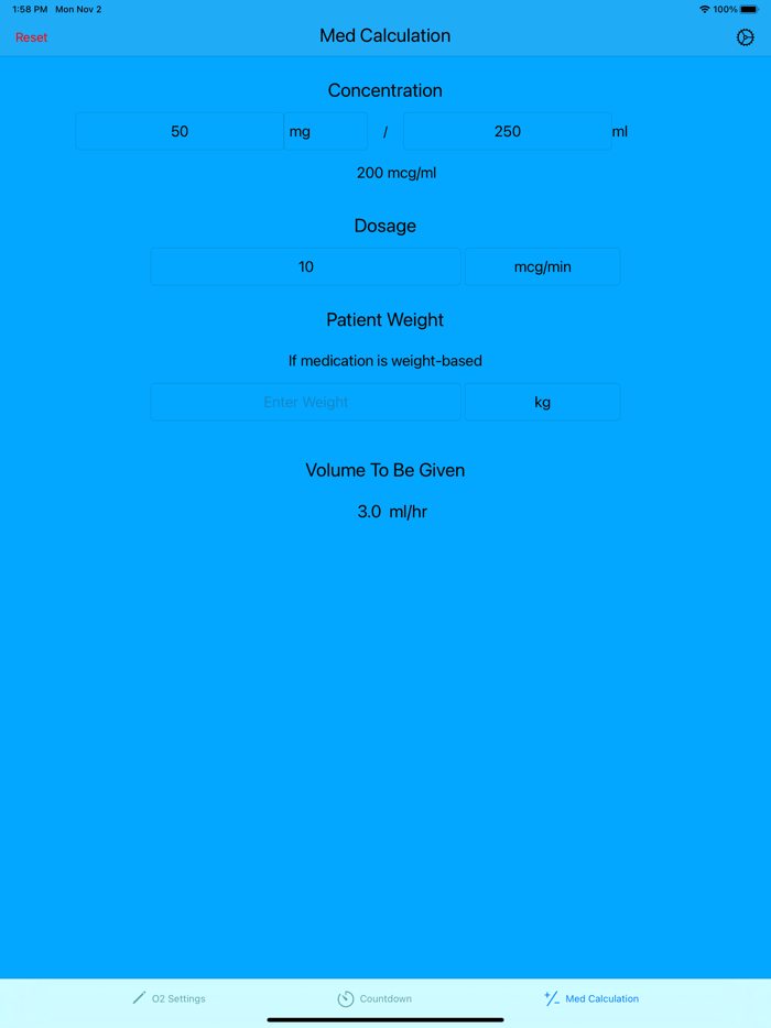 Oxygen Calculation Tool