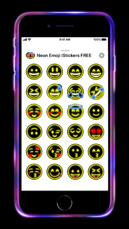 Neon Emoji iStickers 24