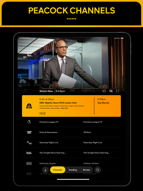 iPad Image of Peacock TV