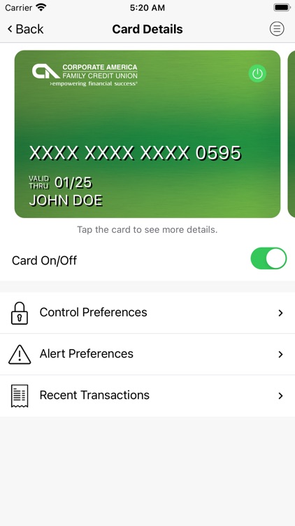 CAFCU Card Control