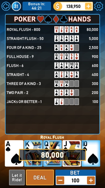 100 hand video poker application