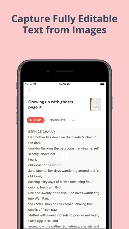 Snapshelf Text Reader App