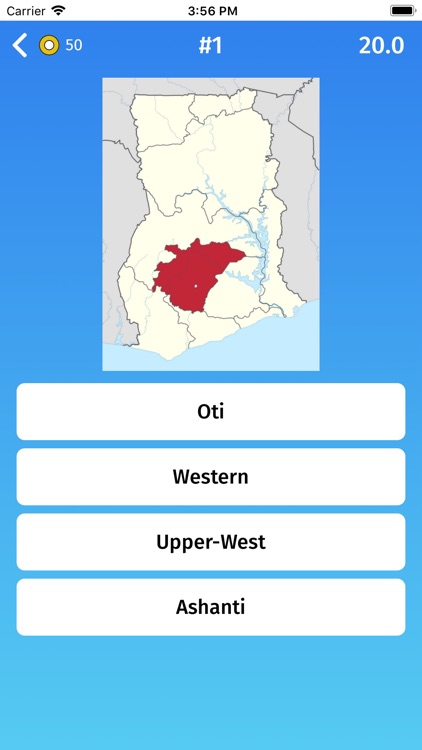 Ghana: Regions Map Quiz Game