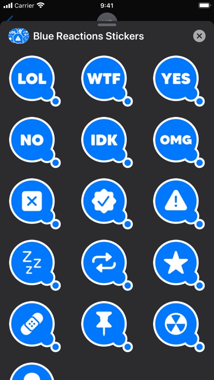 Blue Reactions Stickers