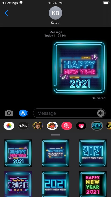 Neon New Year Stickers 2021