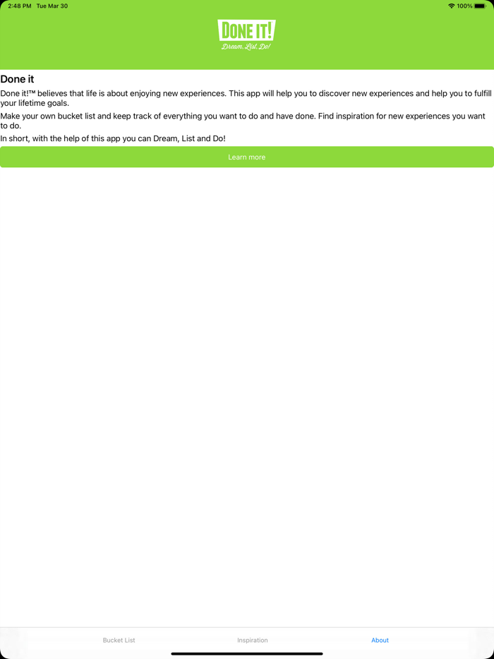 Done It - Make a Bucket List