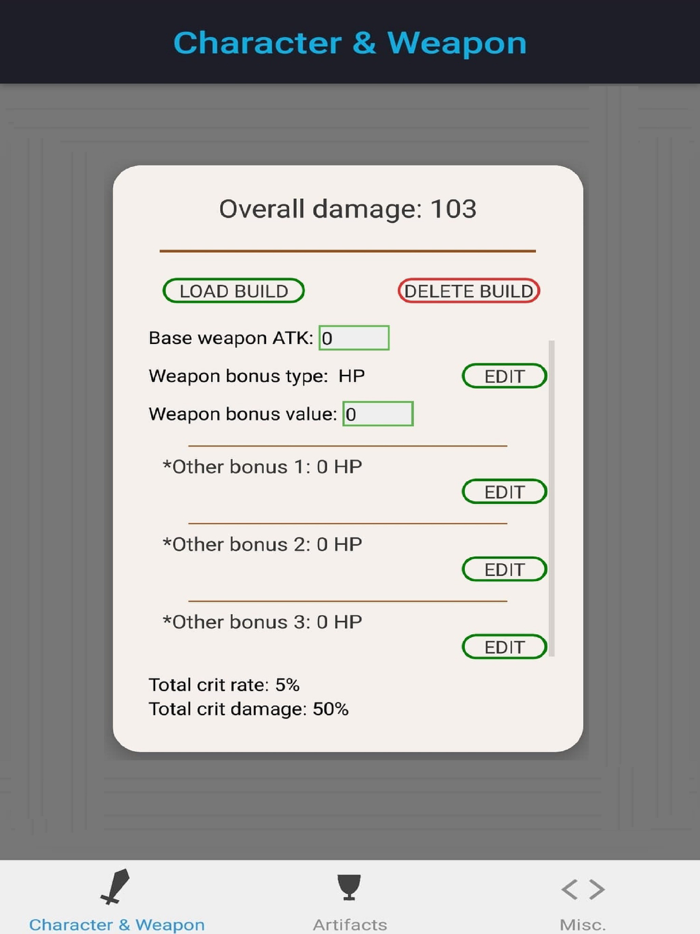 Genshin Damage Calculator