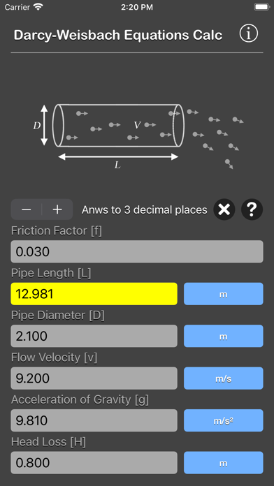 Darcy Weisbach Equations Calc screenshot 4