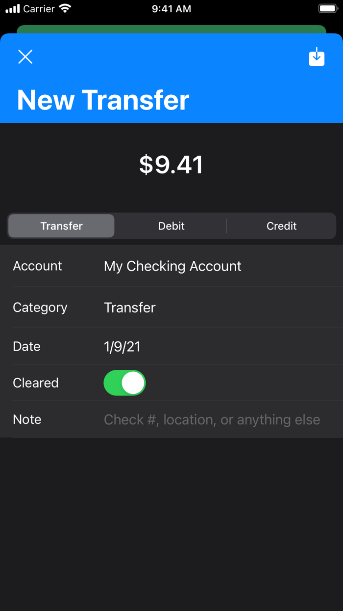 Transactions Simple Checkbook