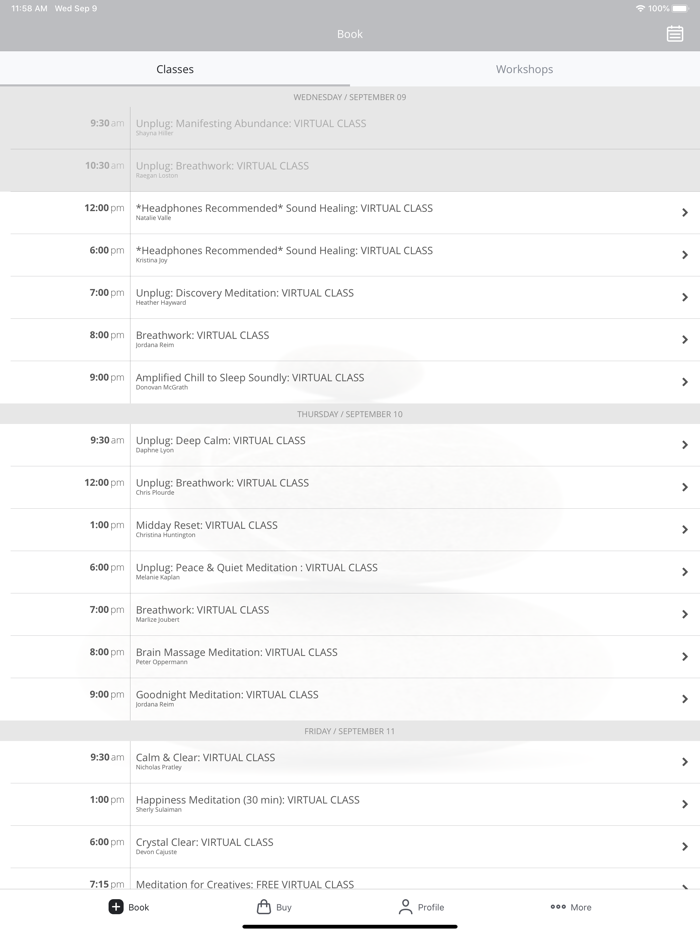 Unplug Meditation Booking