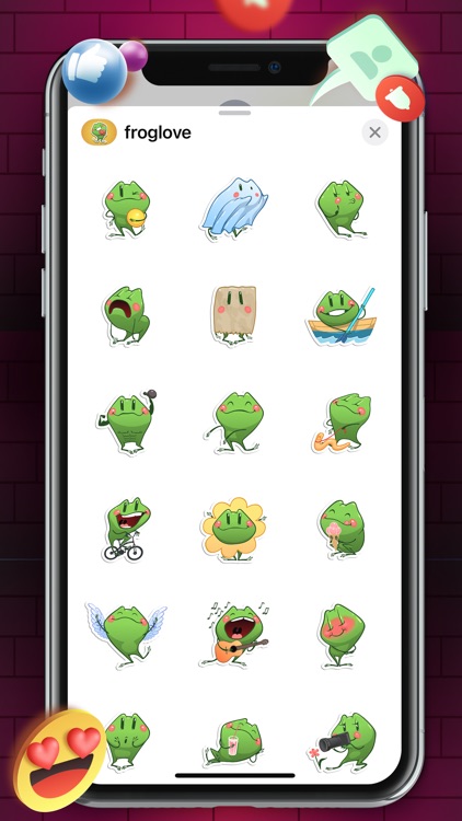 Animated Frog Love Sticker Cut