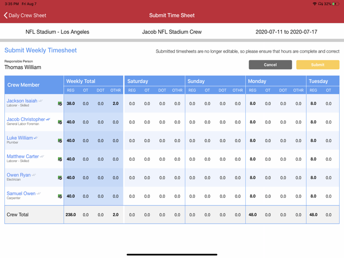 CMiC Mobile Crew Time