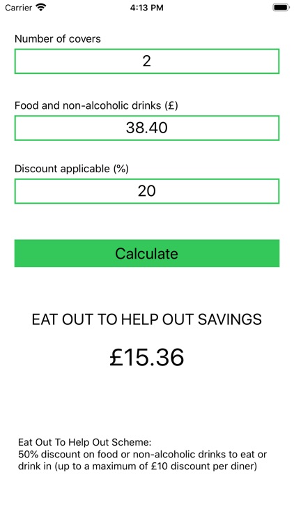 Eat Out To Help Out Calculator screenshot-3