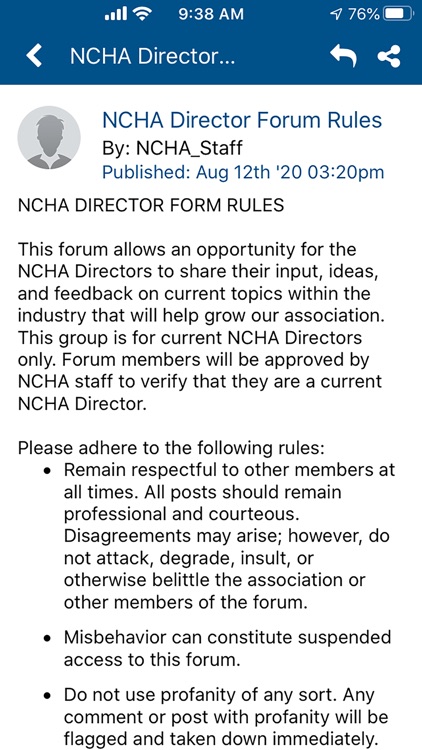 NCHA Director Forum