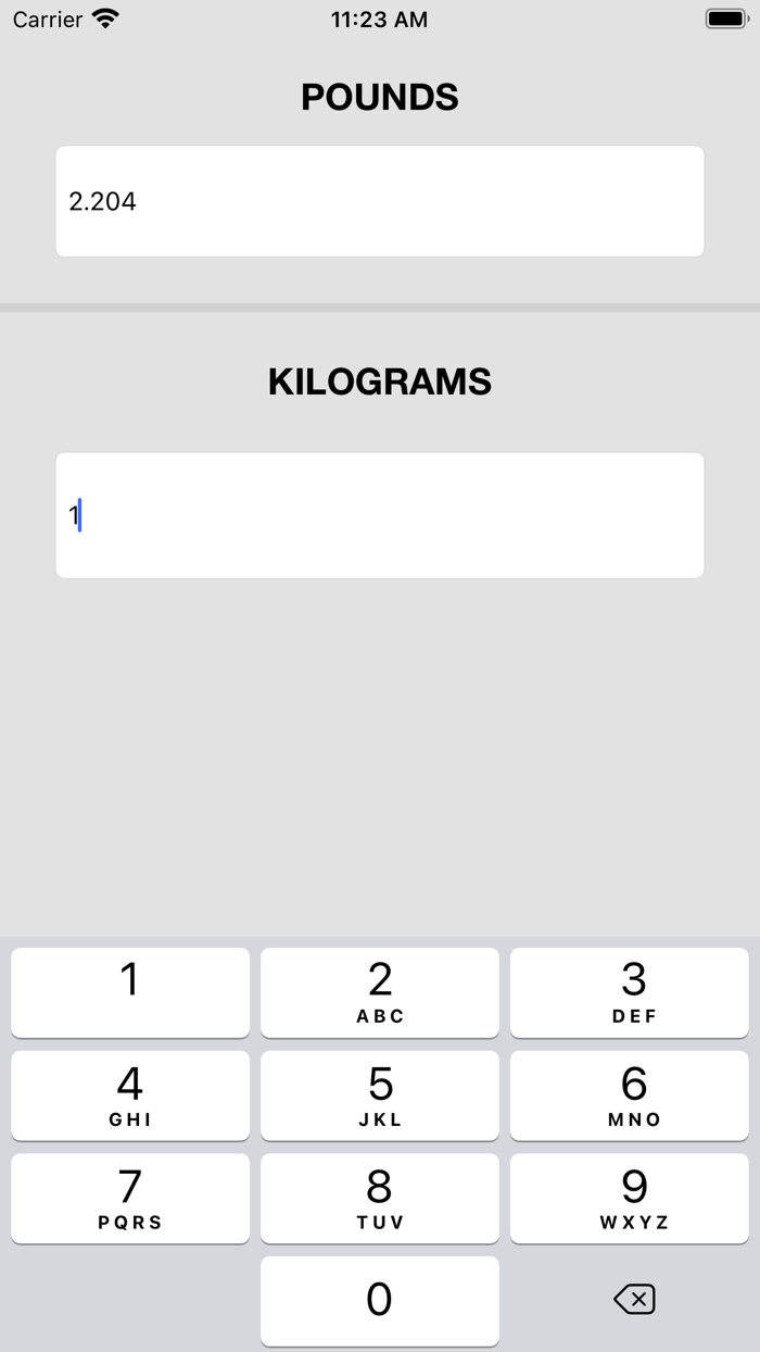 Pounds and Kilograms Converter