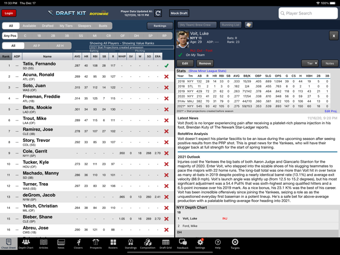 Fantasy Baseball Draft Kit 21