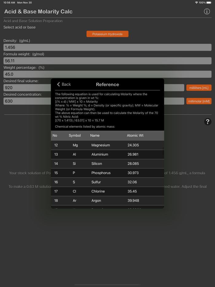 Acid and Base Molarity Calc