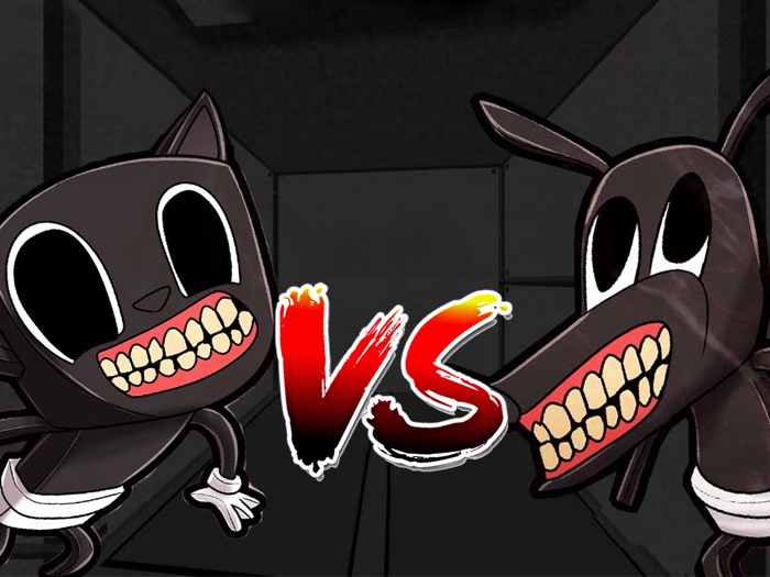 Horror Cartoon Cat Versus Dog