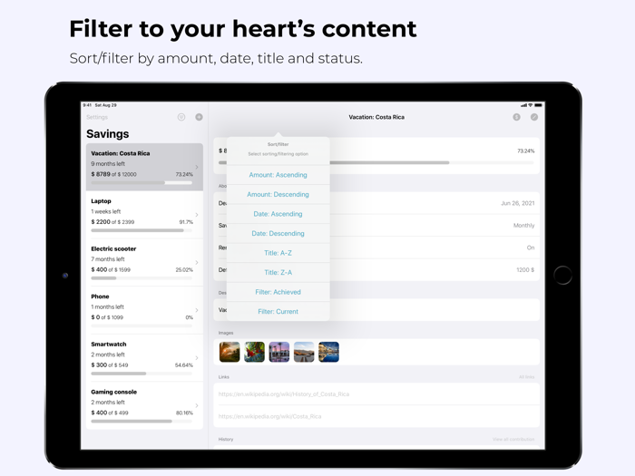 Savings - Savings Goals app