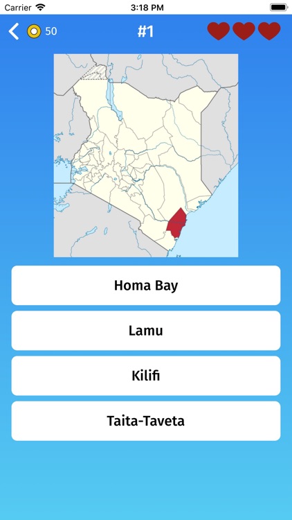 Kenya: Provinces Map Quiz Game