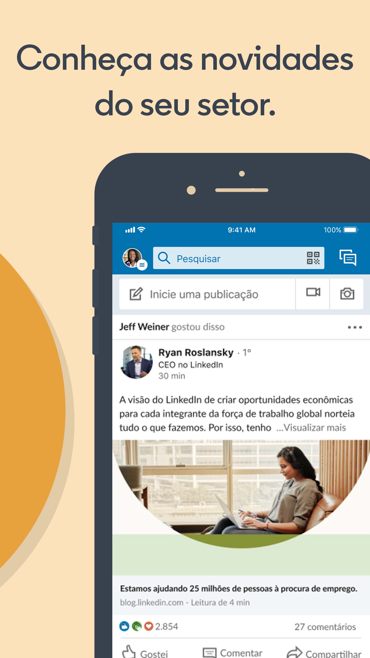Screenshot do app LinkedIn