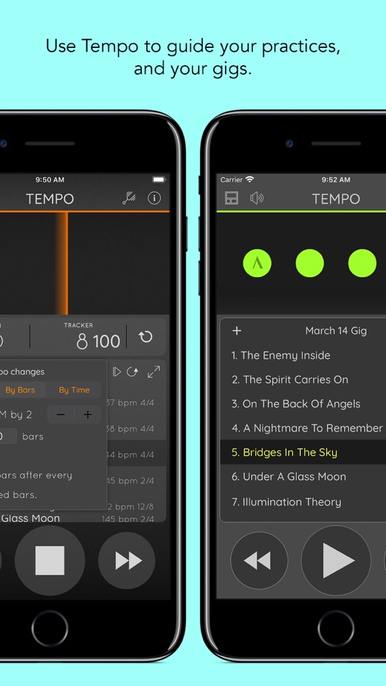 Tempo Metronome with Setlist App for iPhone Free Download Tempo