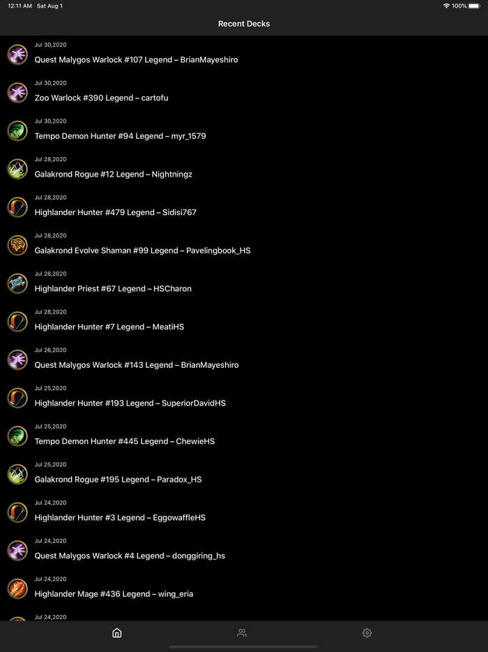 Standard Decks for Hearthstone