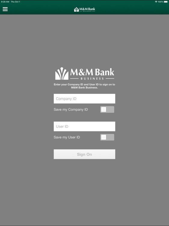 M&M Bank Business for iPad