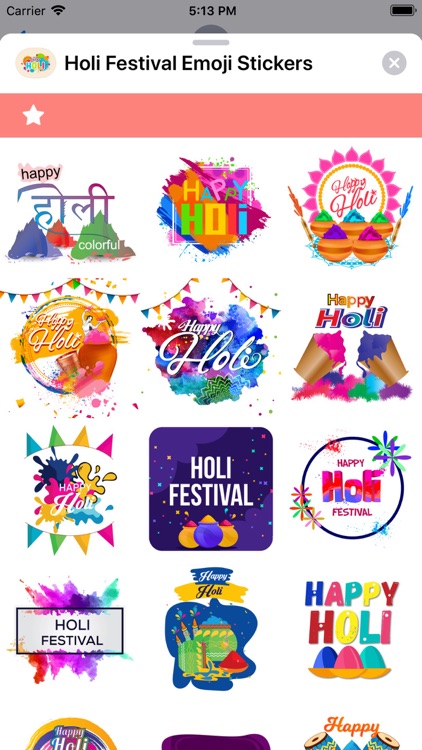 Holi Festival Emoji Stickers