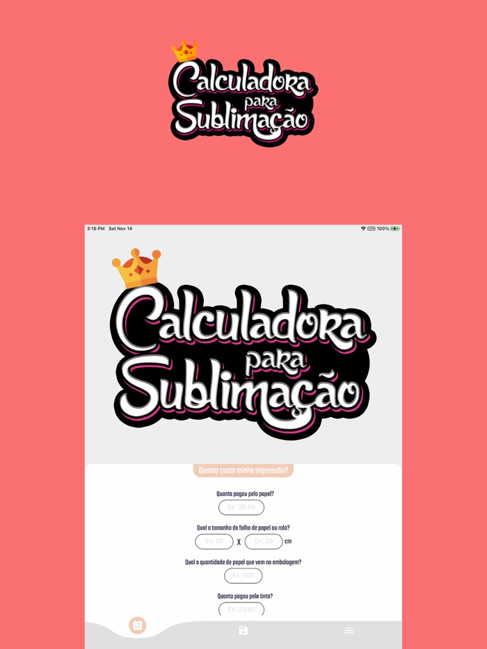 Calculadora para sublimação