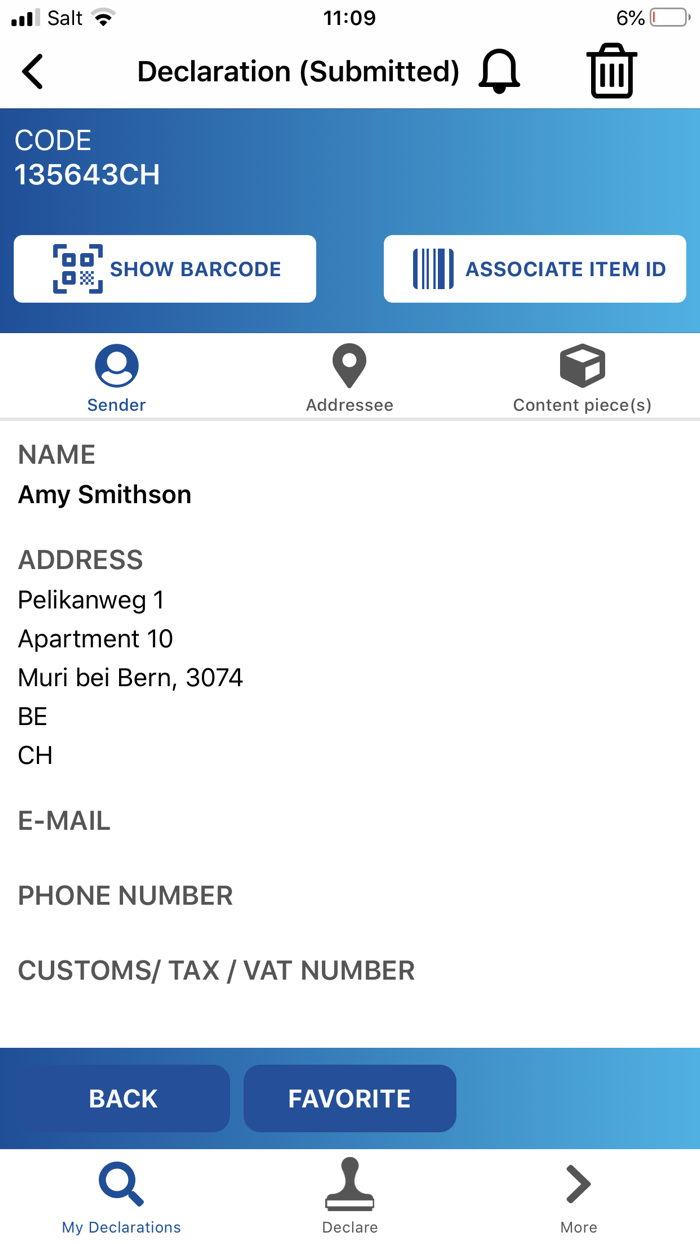 EAD Customs Declarations