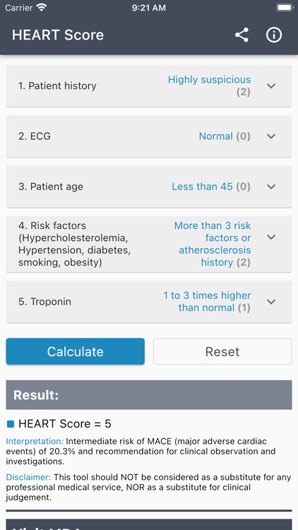 HEART Score Calculator