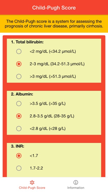 Child Pugh Score Calculator