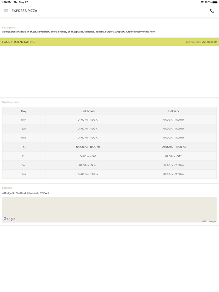 Express Pizza Killamarsh.