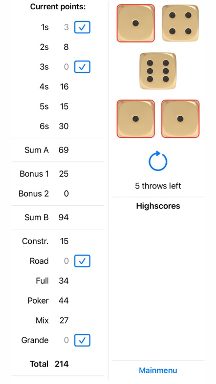 Dice poker game