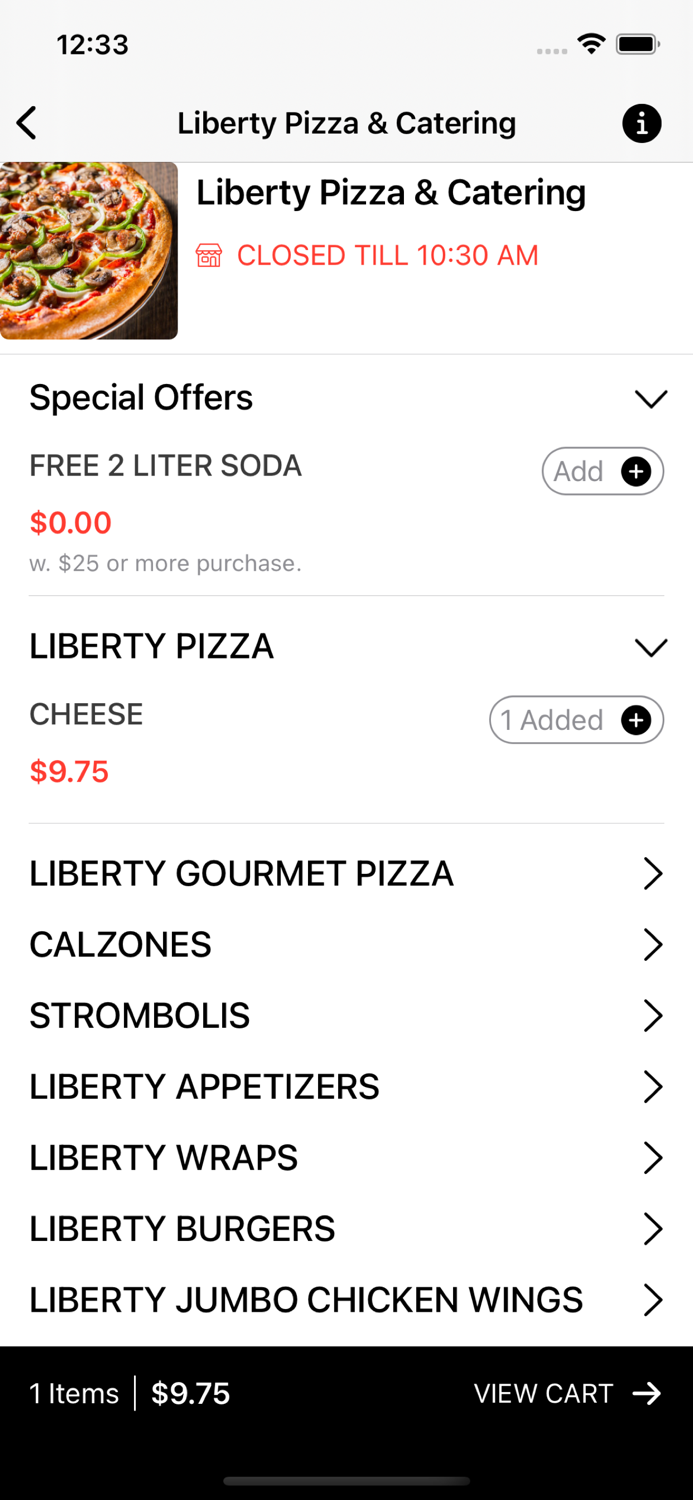 Liberty Pizza  Catering