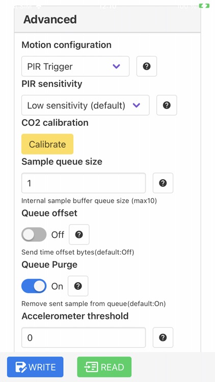 Sensor settings