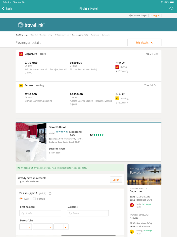 Travellink - Flights, Hotels screenshot 2